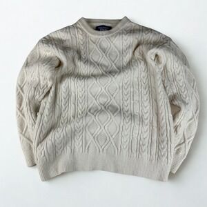 Aelfric Eden Cream Cable Knit Sweater Pullover Chunky Knit Unisex‎ Size S Cozy